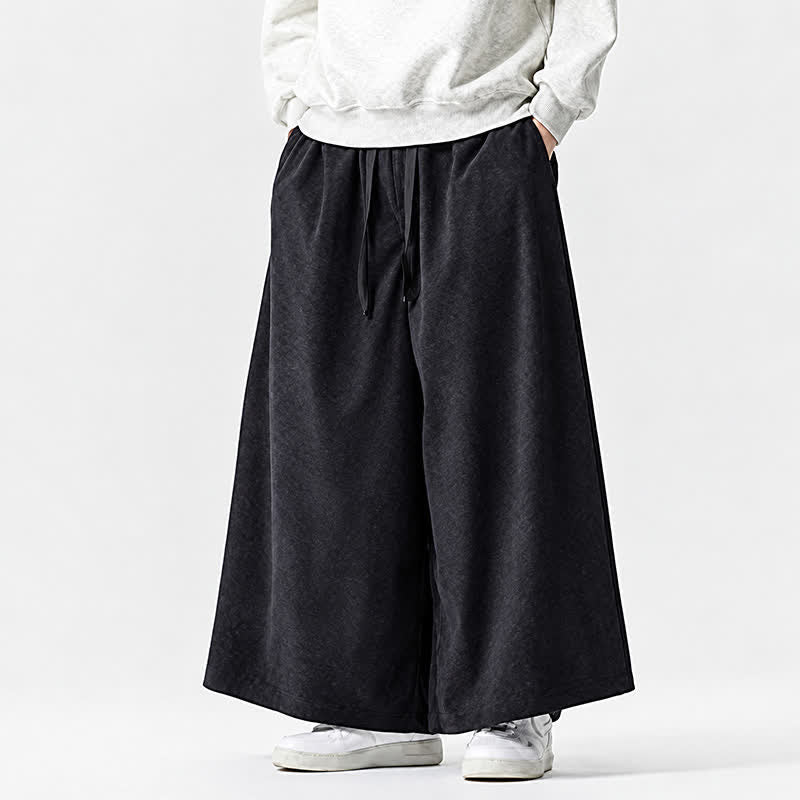 Buddha Stones Pantaloni da uomo a gamba larga con coulisse, classici, in velluto a coste tinta unita, ideali per autunno/inverno. - image 13
