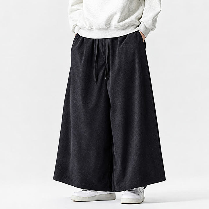 Buddha Stones Pantaloni da uomo a gamba larga con coulisse, classici, in velluto a coste tinta unita, ideali per autunno/inverno. - image 13
