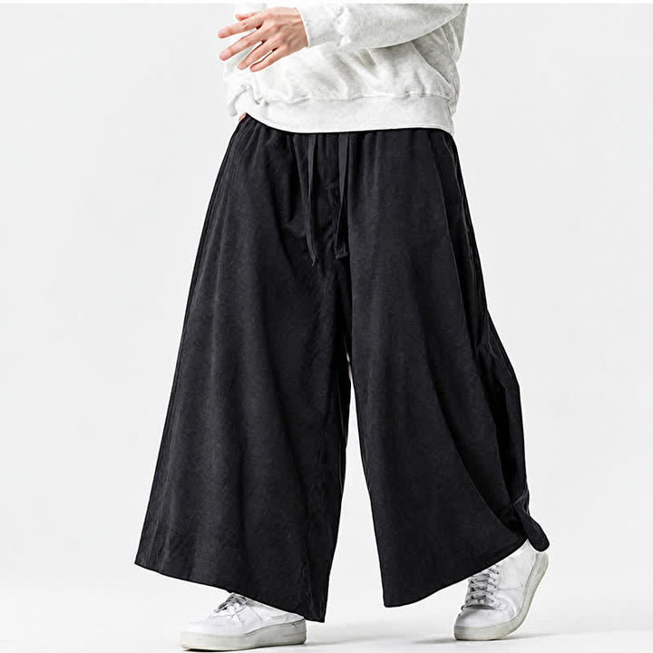 Buddha Stones Pantaloni da uomo a gamba larga con coulisse, classici, in velluto a coste tinta unita, ideali per autunno/inverno. - image 9