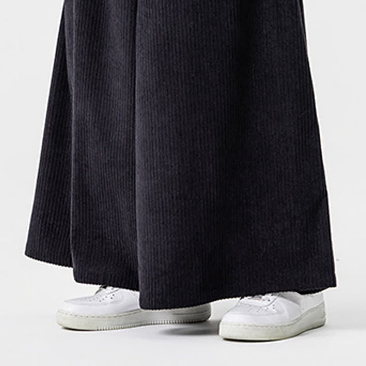 Buddha Stones Pantaloni da uomo a gamba larga con coulisse, classici, in velluto a coste tinta unita, ideali per autunno/inverno. - image 18