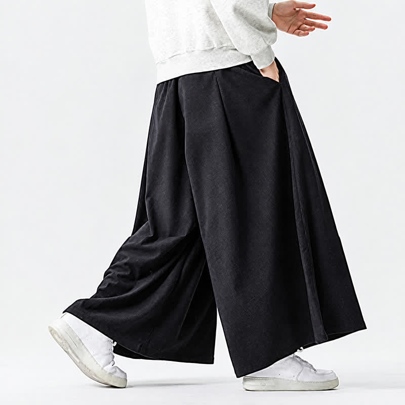 Buddha Stones Pantaloni da uomo a gamba larga con coulisse, classici, in velluto a coste tinta unita, ideali per autunno/inverno. - image 11