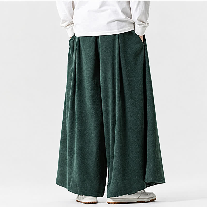 Buddha Stones Pantaloni da uomo a gamba larga con coulisse, classici, in velluto a coste tinta unita, ideali per autunno/inverno. - image 21
