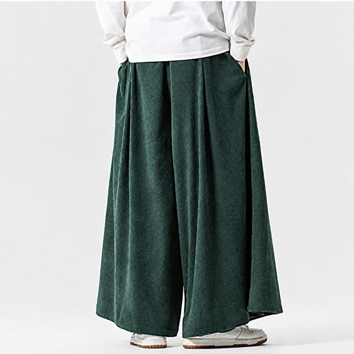 Buddha Stones Pantaloni da uomo a gamba larga con coulisse, classici, in velluto a coste tinta unita, ideali per autunno/inverno. - image 21