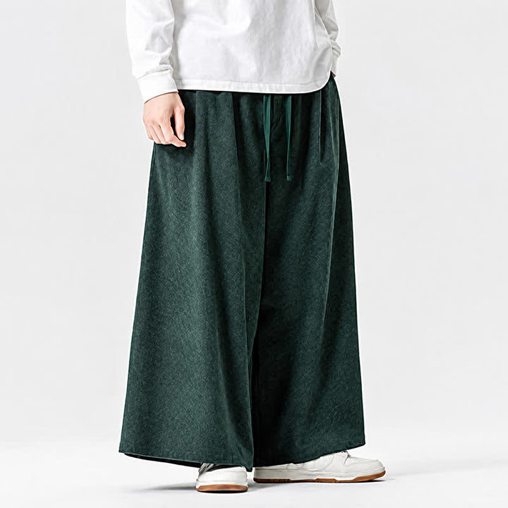 Buddha Stones Pantaloni da uomo a gamba larga con coulisse, classici, in velluto a coste tinta unita, ideali per autunno/inverno. - image 20