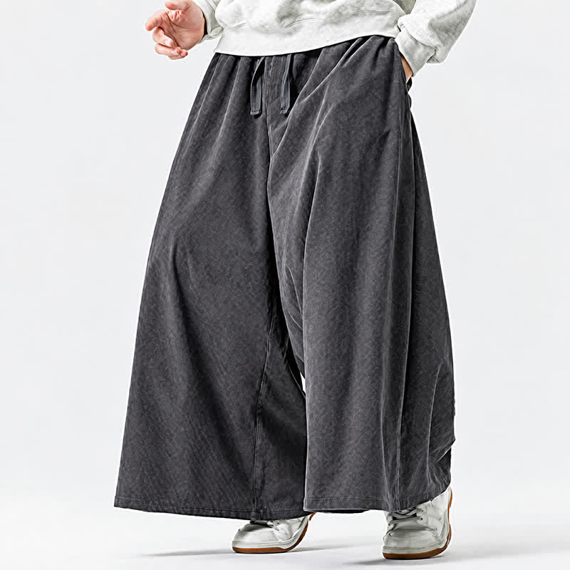 Buddha Stones Pantaloni da uomo a gamba larga con coulisse, classici, in velluto a coste tinta unita, ideali per autunno/inverno. - image 27