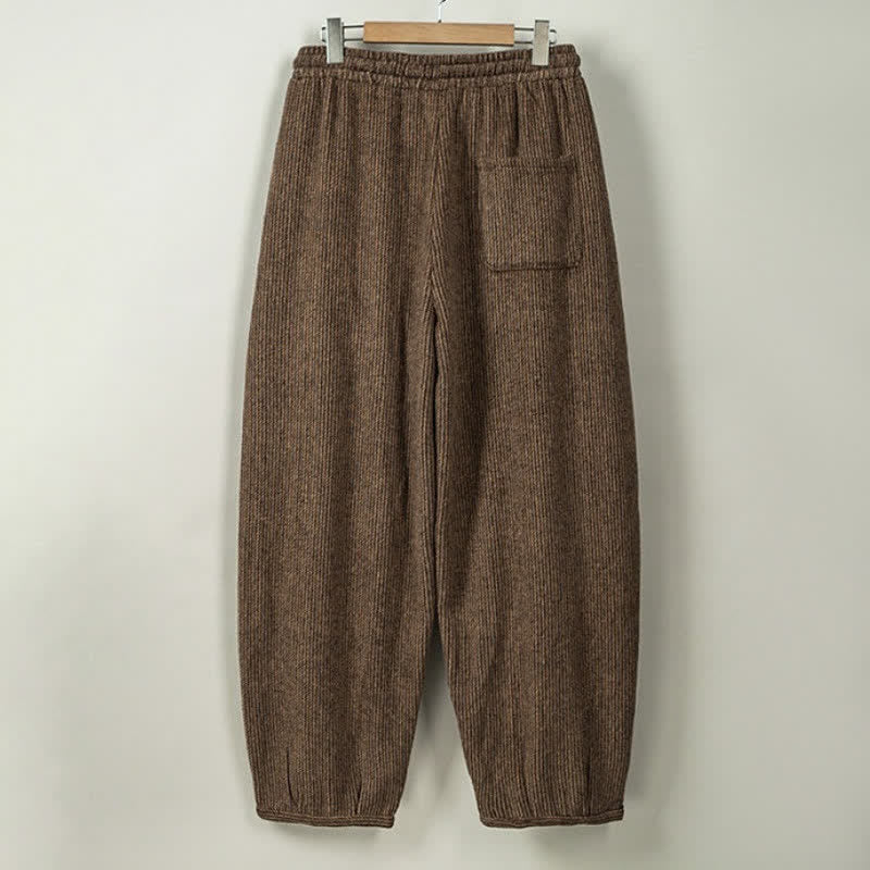 Buddha Stones Pantaloni lunghi da uomo a tinta unita, stile vintage, con coulisse, per autunno/inverno, modello harem con tasche. - image 1