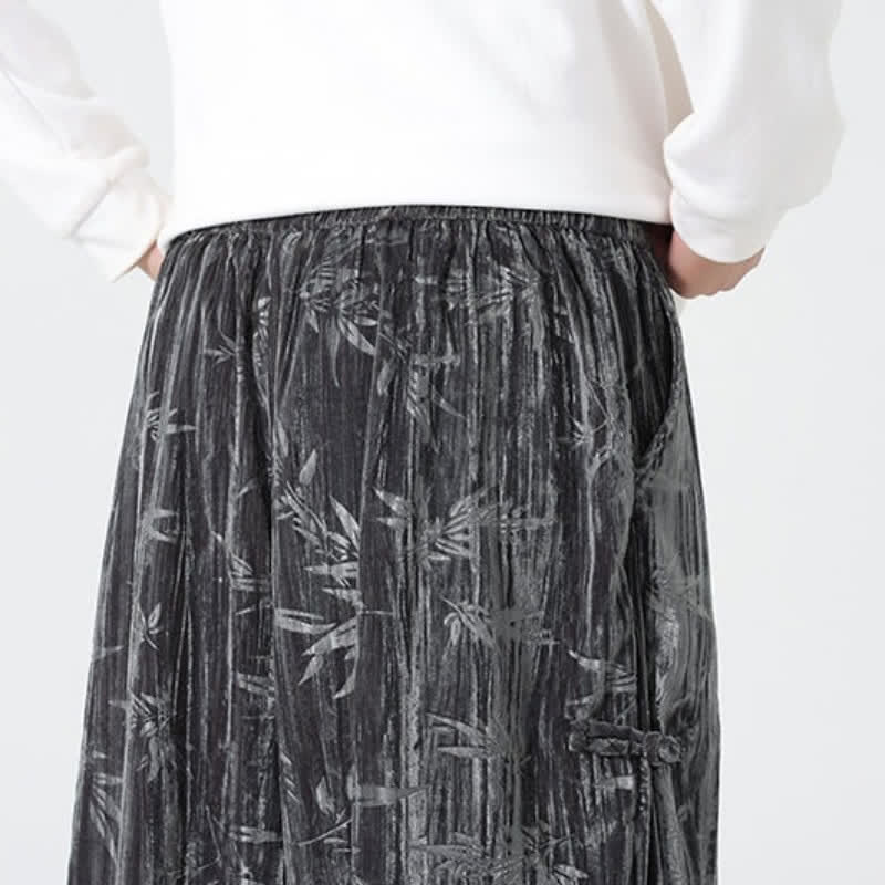 Buddha Stones Pantaloni lunghi da uomo a gamba dritta con coulisse, stile boho, autunno/inverno, con motivo astratto in bambù e tasche. - image 8