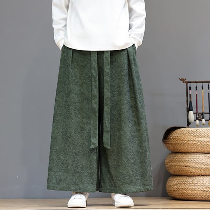 Buddha Stones Pantaloni da uomo a gamba larga in velluto a coste, stile vintage, con coulisse, per autunno/inverno. - image 1