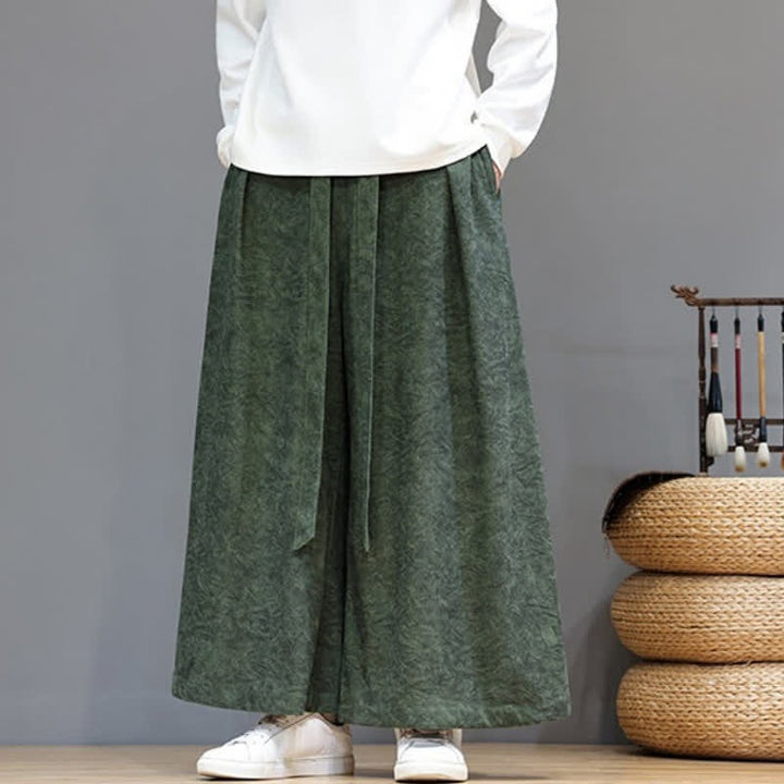 Buddha Stones Pantaloni da uomo a gamba larga in velluto a coste, stile vintage, con coulisse, per autunno/inverno. - image 6