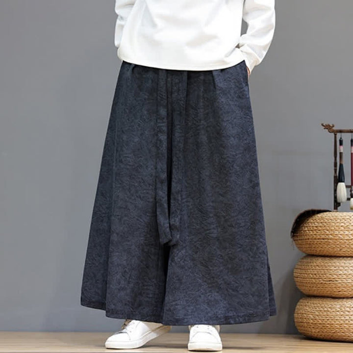 Buddha Stones Pantaloni da uomo a gamba larga in velluto a coste, stile vintage, con coulisse, per autunno/inverno. - image 9