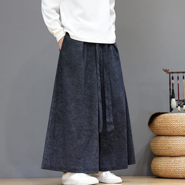 Buddha Stones Pantaloni da uomo a gamba larga in velluto a coste, stile vintage, con coulisse, per autunno/inverno. - image 10