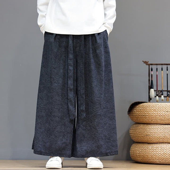 Buddha Stones Pantaloni da uomo a gamba larga in velluto a coste, stile vintage, con coulisse, per autunno/inverno. - image 11
