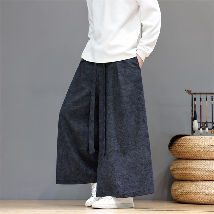 Buddha Stones Pantaloni da uomo a gamba larga in velluto a coste, stile vintage, con coulisse, per autunno/inverno. - image 15