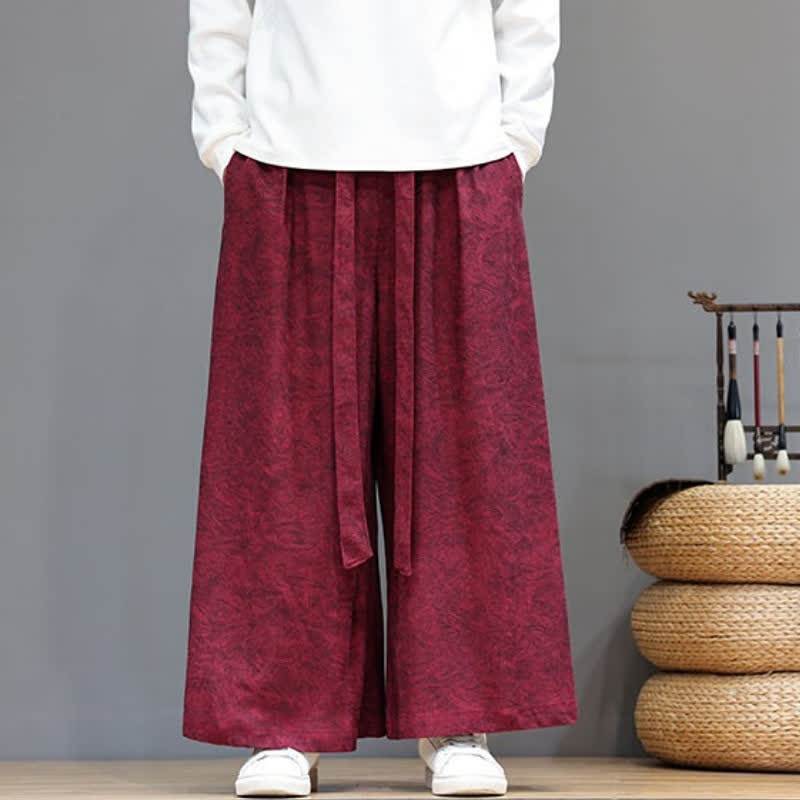 Buddha Stones Pantaloni da uomo a gamba larga in velluto a coste, stile vintage, con coulisse, per autunno/inverno. - image 24