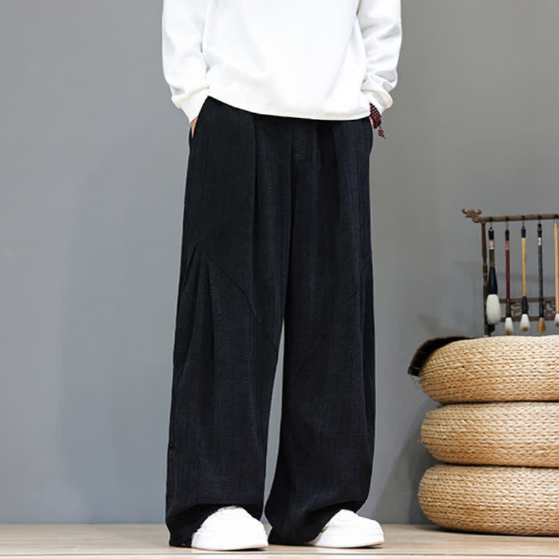 Buddha Stones Pantaloni lunghi da uomo in velluto a coste, stile boho, con coulisse, per autunno/inverno, modello harem con tasche. - image 18