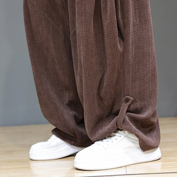 Buddha Stones Pantaloni lunghi da uomo in velluto a coste, stile boho, con coulisse, per autunno/inverno, modello harem con tasche. - image 12
