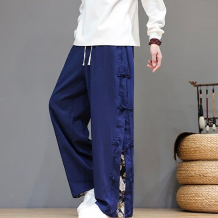 Buddha Stones Pantaloni lunghi da uomo a gamba dritta con spacchi laterali, stile Tang Crane, per primavera/estate, casual, modello dritti, con tasche. - image 17