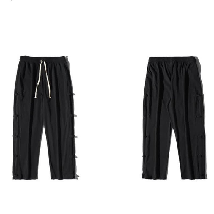 Buddha Stones Pantaloni lunghi da uomo a gamba dritta con spacchi laterali, stile Tang Crane, per primavera/estate, casual, modello dritti, con tasche. - image 11