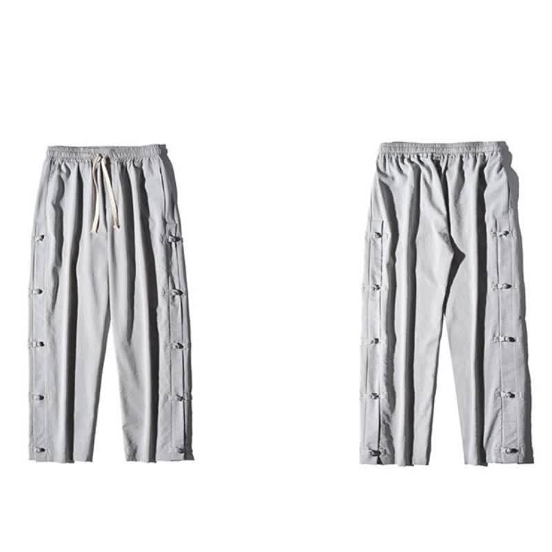 Buddha Stones Pantaloni lunghi da uomo a gamba dritta con spacchi laterali, stile Tang Crane, per primavera/estate, casual, modello dritti, con tasche. - image 34