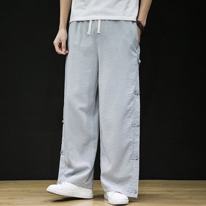 Buddha Stones Pantaloni lunghi da uomo a gamba dritta con spacchi laterali, stile Tang Crane, per primavera/estate, casual, modello dritti, con tasche. - image 24