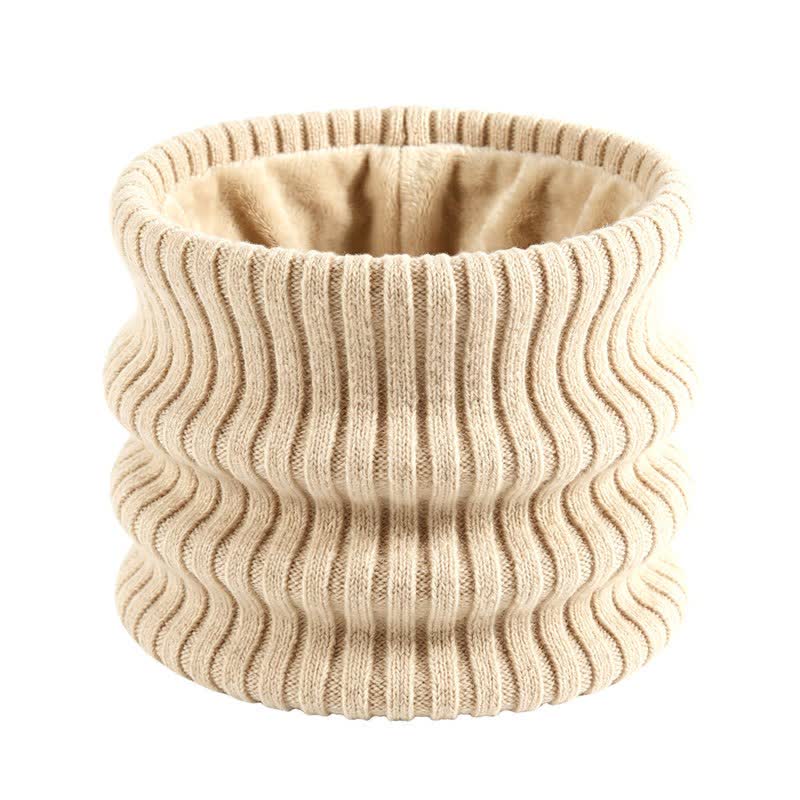 Buddha Stones Scaldacollo invernale da uomo in maglia a coste con fodera in pile - Beige - image 7