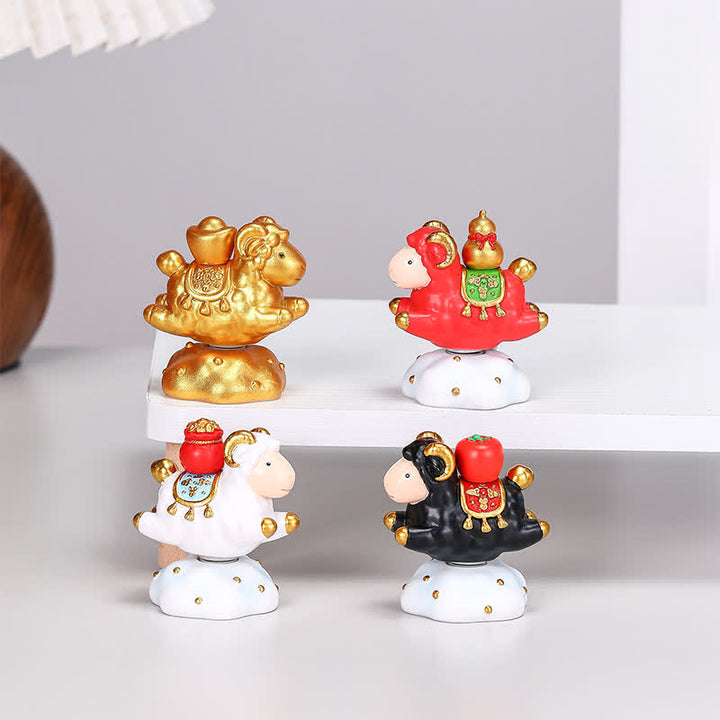Buddha Stones Decorazione da scrivania rotante in resina a forma di capra o pecora dello zodiaco cinese, simbolo di prosperità. Un simpatico animale decorativo. - image 17