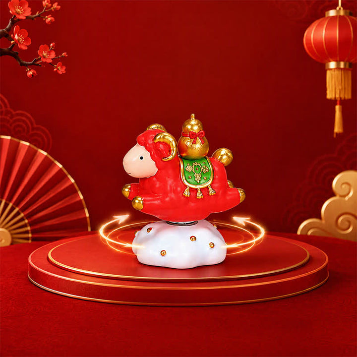 Buddha Stones Decorazione da scrivania rotante in resina a forma di capra o pecora dello zodiaco cinese, simbolo di prosperità. Un simpatico animale decorativo. - image 3