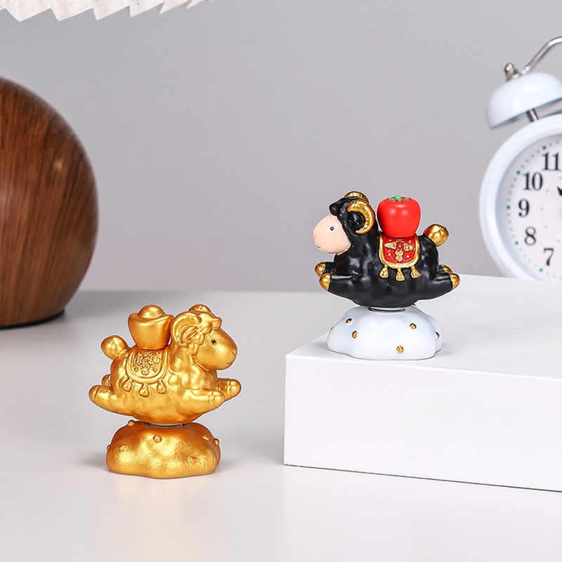 Buddha Stones Decorazione da scrivania rotante in resina a forma di capra o pecora dello zodiaco cinese, simbolo di prosperità. Un simpatico animale decorativo. - image 19