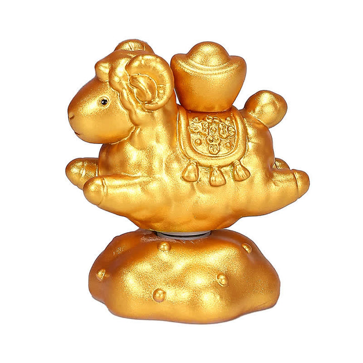 Buddha Stones Decorazione da scrivania rotante in resina a forma di capra o pecora dello zodiaco cinese, simbolo di prosperità. Un simpatico animale decorativo. - image 13