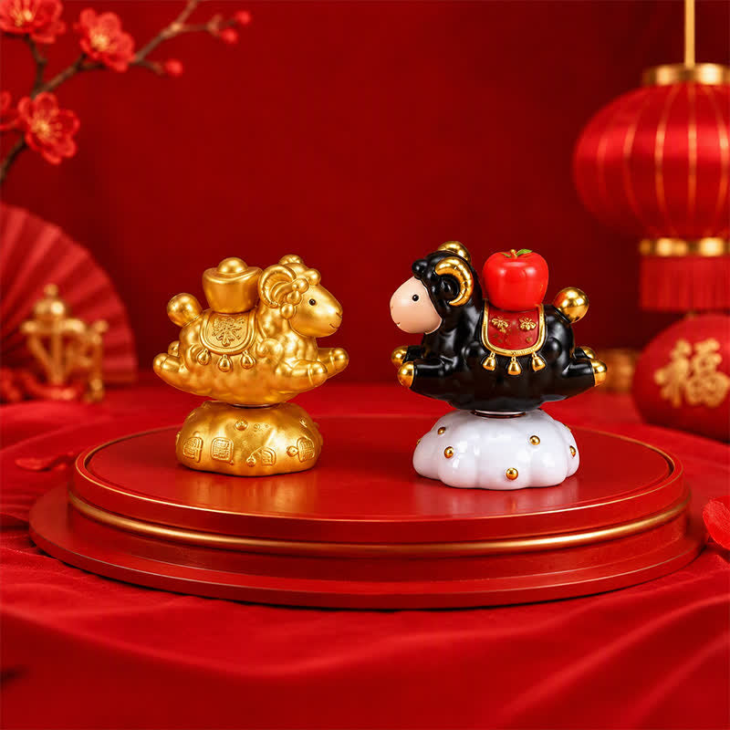 Buddha Stones Decorazione da scrivania rotante in resina a forma di capra o pecora dello zodiaco cinese, simbolo di prosperità. Un simpatico animale decorativo. - image 21
