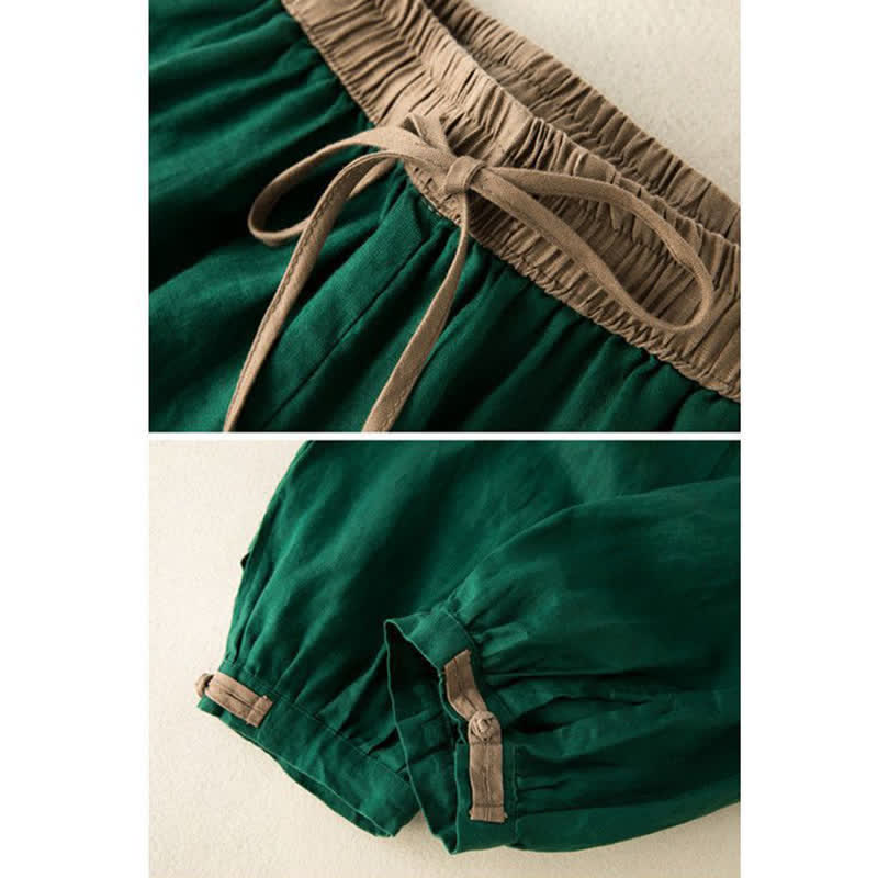 Pantaloni harem da donna in cotone con coulisse e tasche Buddha Stones - image 13