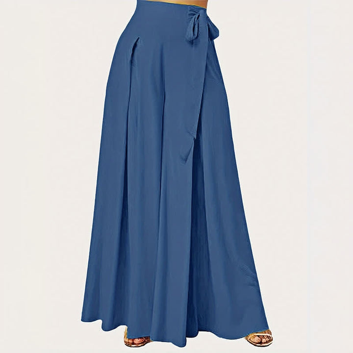 Pantaloni da donna a gamba larga con coulisse, stile retrò, con motivo Buddha Stones, perfetti per la primavera, casual e con tasche. - Blu reale - US14, UK/AU18, EU46 (2XL) - image 0
