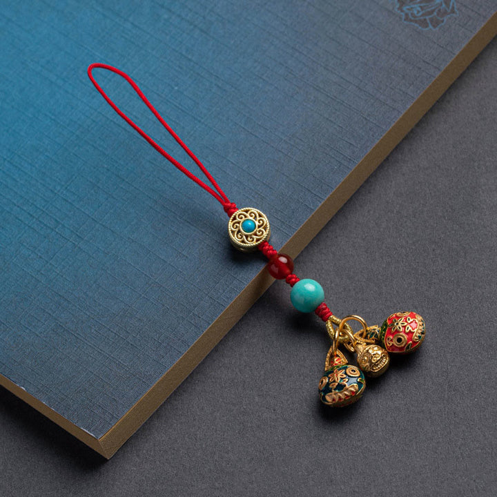 Buddha Stones Oro Ingoiare Bestia Famiglia Fortuna Portachiavi Auto Telefono Appeso Decorazione