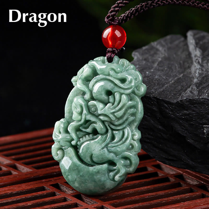 Collana con ciondolo Buddha Stones Natural Jade 12 Zodiaco Cinese Prosperità - Drago - image 5