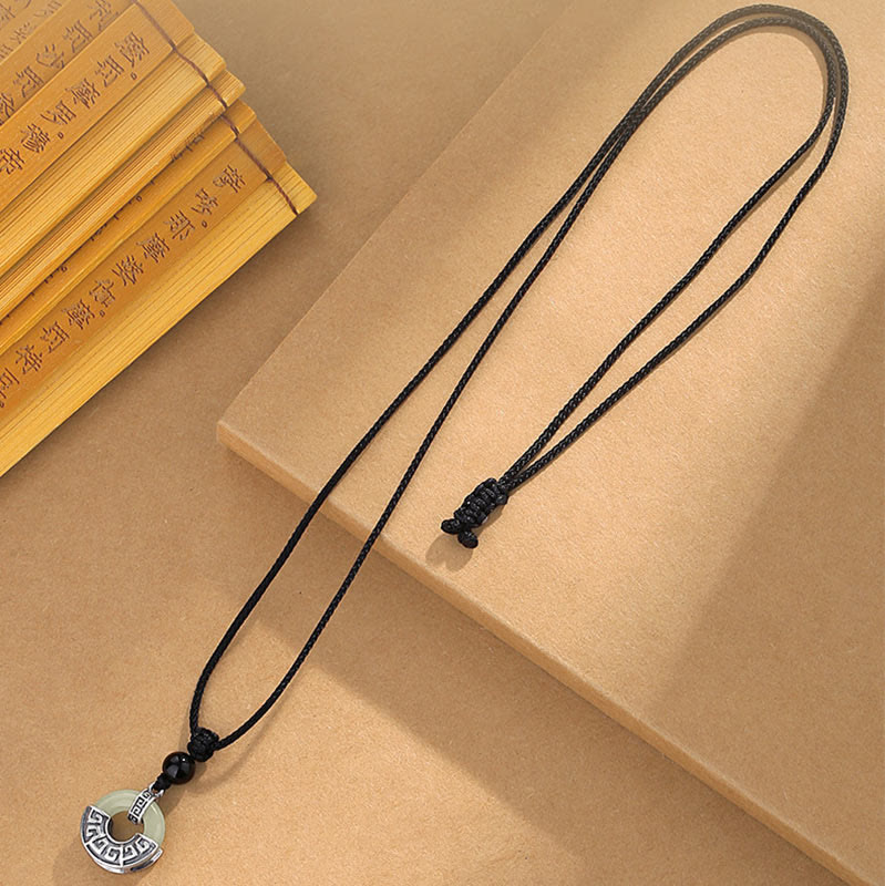 Collana con ciondolo Buddha Stones in argento sterling 925, giada naturale di Hetian, fibbia della pace e prosperità - image 4