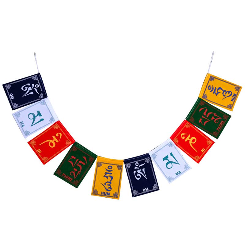 Bandiera decorativa per auto con la benedizione tibetana del cavallo a vento Om Mani Padme Hum, ideale per esterni, con preghiera e decorazione per auto. - image 12