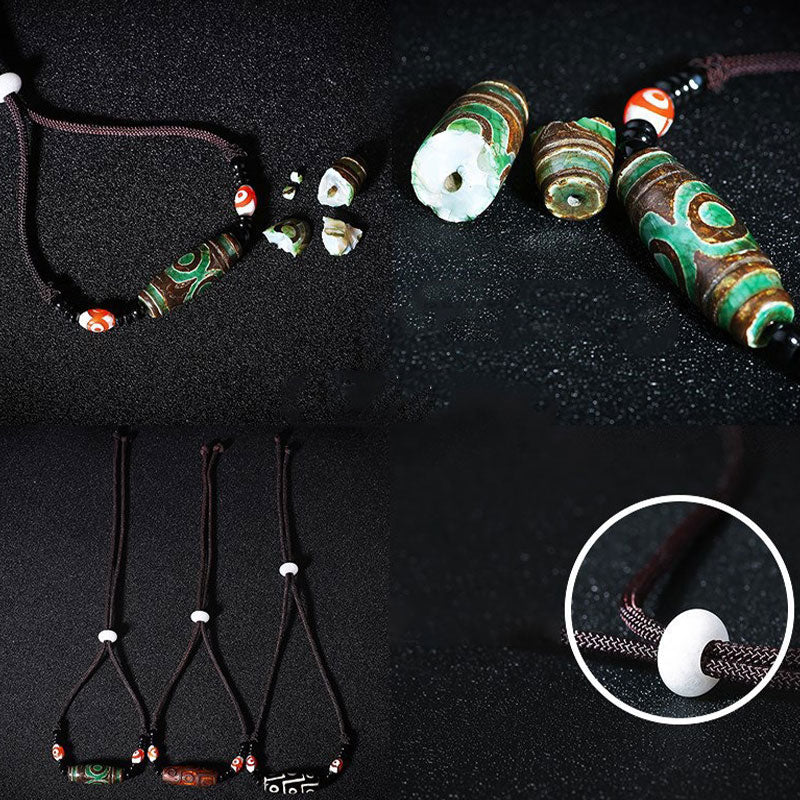 Buddha Stones Collana di perline tibetane Dzi a nove occhi con cordino protettivo - image 11