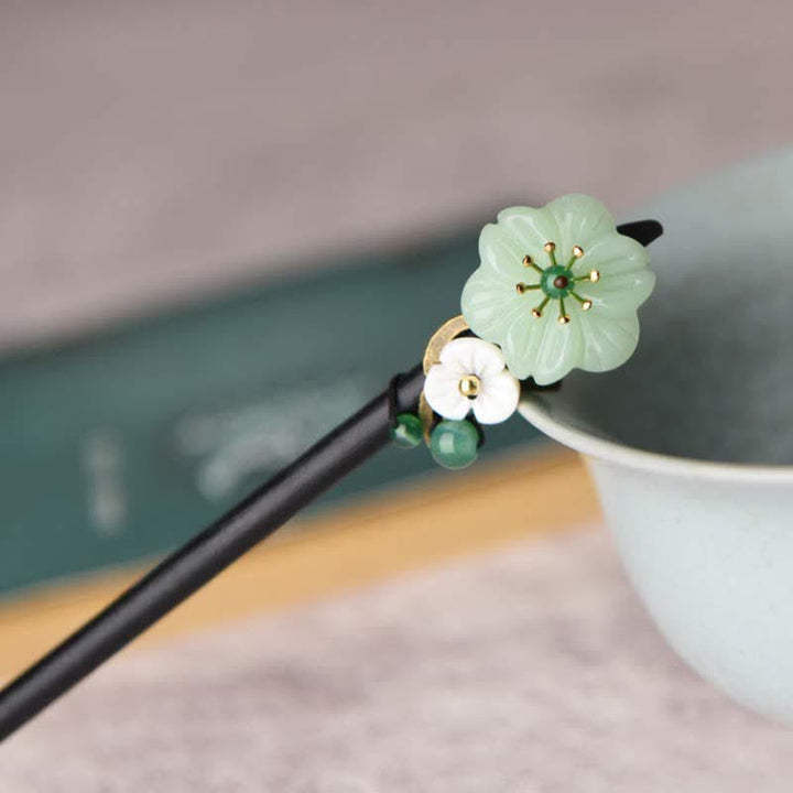 Decorazione per forcina con fiore di agata verde e Buddha Stones, positività