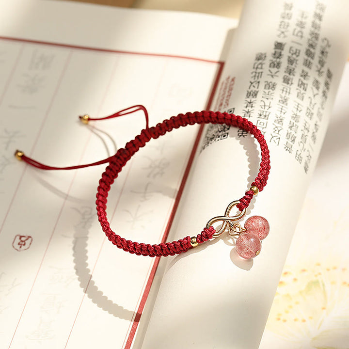 Braccialetto positivo con perline fantasma verde ametista e quarzo fragola naturale Buddha Stones