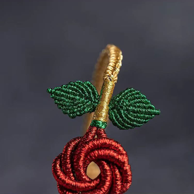 Braccialetto fatto a mano con nodo della pace , Buddha Stones, fiore di rosa, corda a otto fili, fortuna