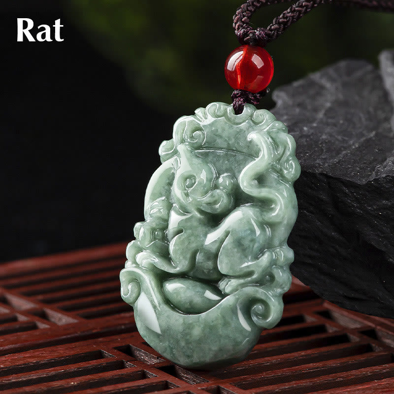 Collana con ciondolo Buddha Stones Natural Jade 12 Zodiaco Cinese Prosperità - Ratto - image 6