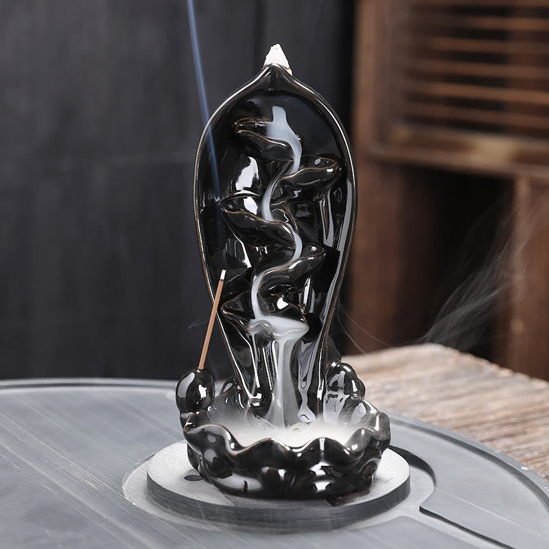 Bruciatore di incenso a cascata Buddha Stones, porta incenso a riflusso