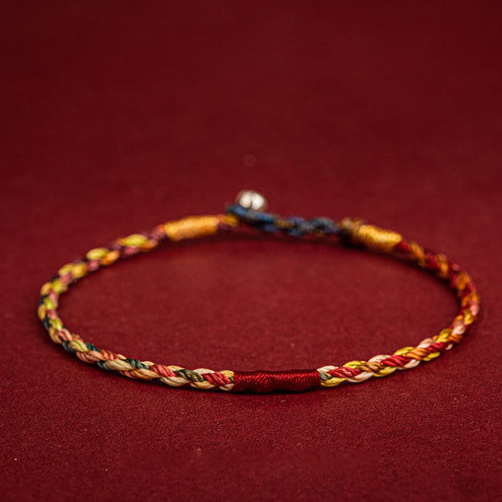 Braccialetto fatto a mano Buddha Stones con filo a cinque colori, per coppie di bambini e adulti