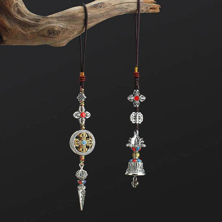 Decorazione da appendere per auto spirituale del Tibet Om Mani Padme Hum Vajra Dorje