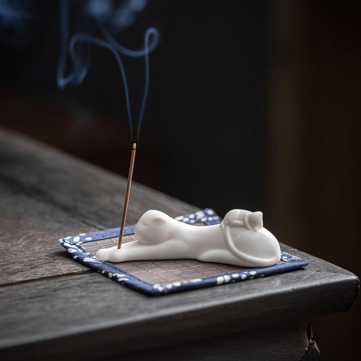 Decorazione per bruciatore di incenso in ceramica con gatto e panda, per benedizione - Porta incenso a forma di gatto pigro - image 14