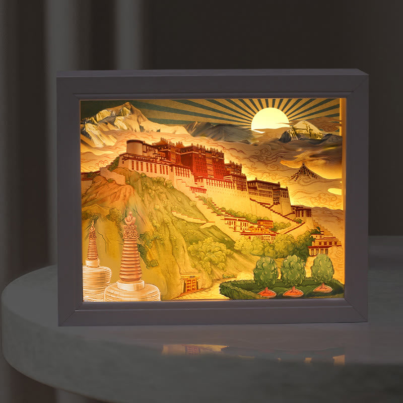 Lampada da tavolo a LED creativa con luci notturne in carta intagliata a LED del palazzo del Potala del Tibet - Palazzo del Potala - image 0