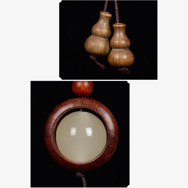 Buddha Stones Sandalo rosso Legno di ebano Sandalo verde Perlina portafortuna luminosa Zucca Portachiavi della pace