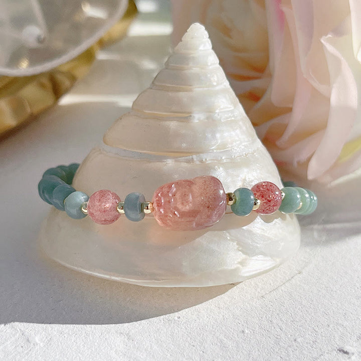 Buddha Stones, giada naturale di Hetian, perle, fibbia della pace, carattere Fu, zucca, borsa dei soldi, quarzo fragola, braccialetto della fortuna PiXiu