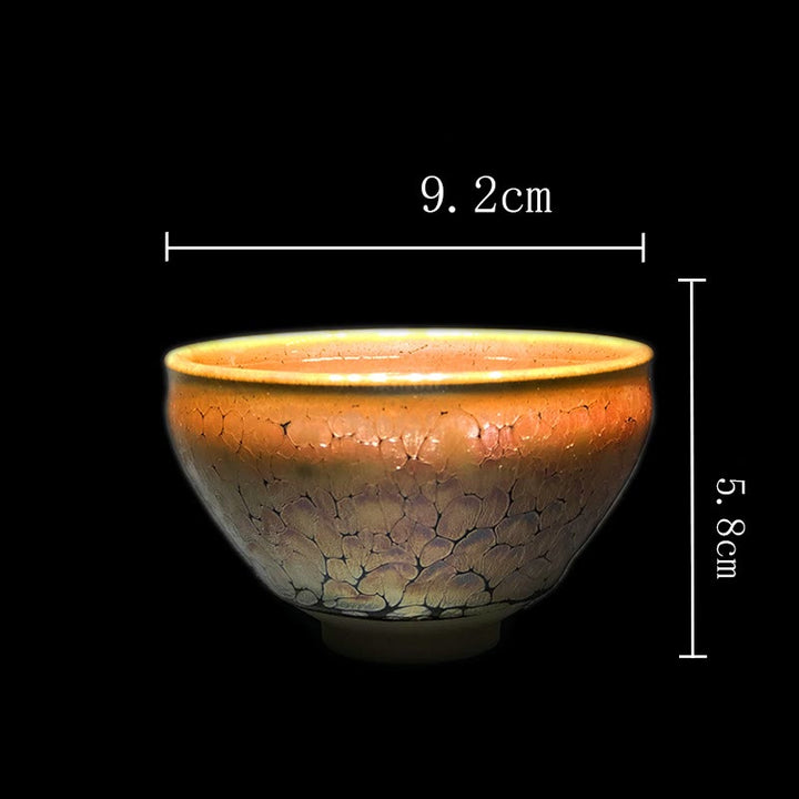 Tazza da tè in ceramica cinese Jianzhan con motivo a pois dorati Buddha Stones Kung Fu Tea Cup Bowl con scatola regalo