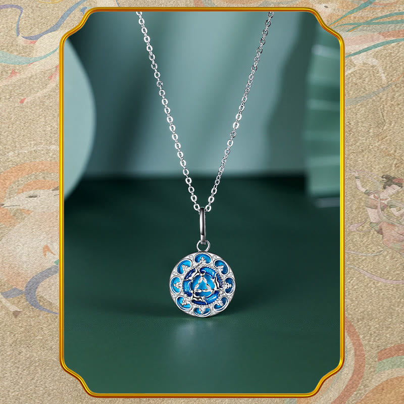 Collana pendente in argento sterling 925 con tre conigli in equilibrio, turchese rotondo , Buddha Stones - image 5